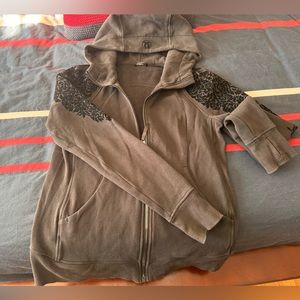 Lululemon full zip Scuba hoodie // Black velvet accent // size 10